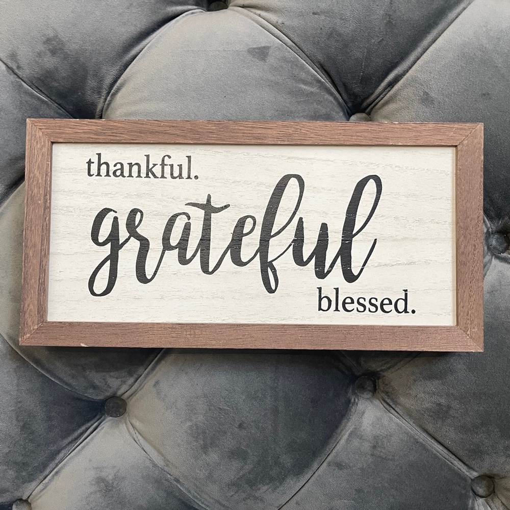 New "THANKFUL GRATEFUL BLESSED" Framed Wood Sign
